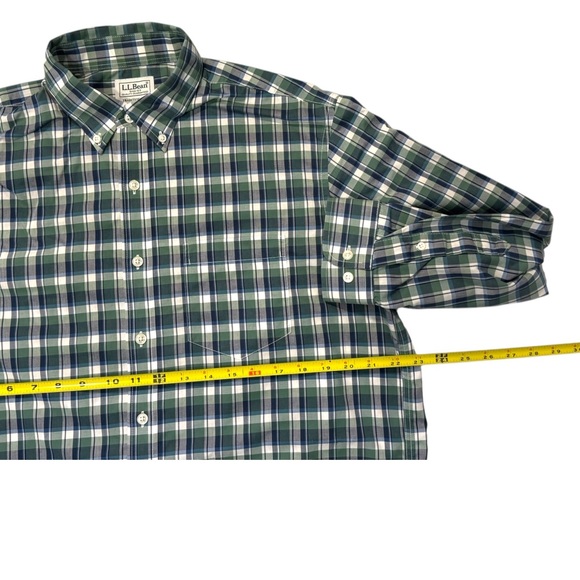 L.L. Bean Blue and White Plaid Shirt Men’s M- Tall - Picture 5 of 5